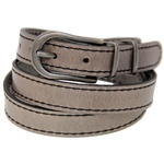 Made in USA Gray Buffalo Belt Buckle Set Black Stitching