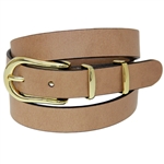 Made in USA Ecru Tan Buffalo Belt Gold Buckle Set