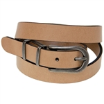 Made in USA Ecru Tan Buffalo Belt Old Nickel Buckle Set