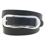 American Made women's hip or waist black bridle Leather belt large buckle