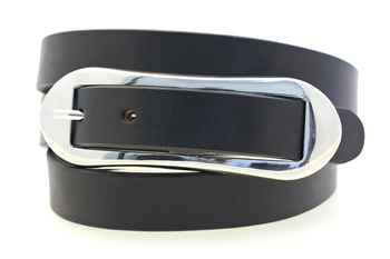 American Made women's hip or waist black bridle Leather belt large buckle