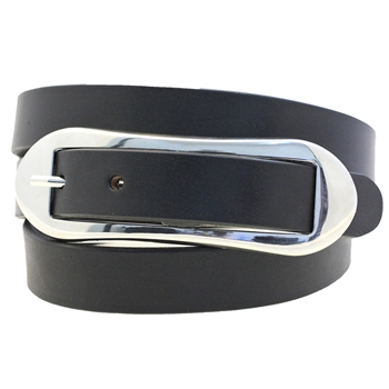 American Made women's hip or waist black bridle Leather belt large buckle