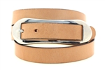 Made in America thin beige Harness leather belt large buckle