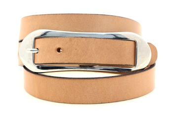 Made in America thin beige Harness leather belt large buckle