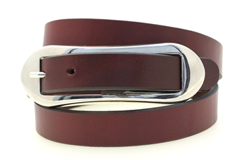 Made in USA Thin Burgundy Latigo Leather Belt Large Buckle