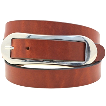 Made in America thin tan Show Harness leather belt large buckle