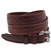 American Made Chestnut Leather belt With Embossing And Stainless Steel Roller Buckle