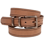 Made in USA Buffalo Tan Leather Belt Buckle Set
