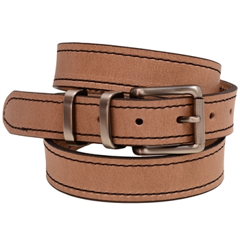Made in USA Buffalo Tan Leather Belt Buckle Set