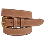 Made in USA Buffalo Tan Leather Belt Brass Buckle