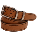 Made in USA Buffalo Camel Leather Belt Roller Buckle