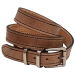 Made in USA Buffalo Light Gray Leather Belt Roller Buckle