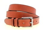 Made in America chestnut English Bridle leather belt with saddle groove