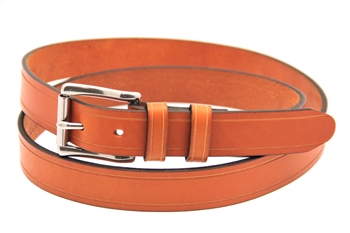 American Made London Tan Leather belt With Saddle Groove and Double Loop
