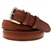 American Made Medium Brown Leather domed belt for men with double loop