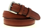 American Made Medium Brown Leather domed belt for men with double loop