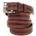 American Made Rich Brown Leather belt With Embossing And Stainless Steel Roller Buckle
