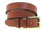 Made in America medium brown english Bridle Saddle Grooved leather belt nickel-free