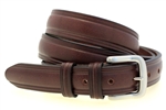 American Made medium brown Leather domed belt for men with double loop