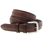 American Made medium brown Leather domed belt for men with double loop