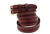 American Made Burgundy Leather belt With Embossing And Solid Brass Roller Buckle