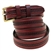 American Made Burgundy Leather belt With Embossing And Solid Brass Roller Buckle