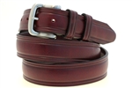 Made In USA Burgundy Latigo Leather Dress Belt Domed Double Loop