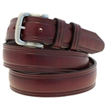 Made In USA Burgundy Latigo Leather Dress Belt Domed Double Loop