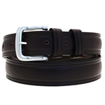 Made In USA Dark Brown Latigo Leather Dress Belt Domed Double Loop