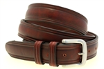 Made In USA Chestnut Oiled Latigo Leather Belt Domed Double Loops