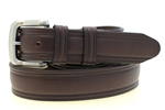 Made in America dark brown English Bridle domed leather belt double loop