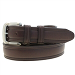 Made in America dark brown English Bridle domed leather belt double loop