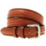 Made in America medium brown English Bridle domed leather belt double loop
