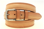 Made in USA Tan Harness Leather Belt domed, double loops