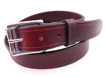 Made in America Chestnut Show Harness Saddle Grooved leather belt