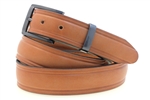 American Made London tan Brown Leather domed belt for men with metal loop