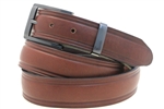 American Made medium brown Leather domed belt for men with metal loop