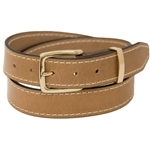 American Made Mens Tan Dress Belt Cream Stitching