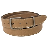 American Made Mens Tan Dress Belt Cream Stitching