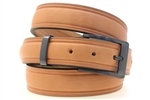 American Made light brown Leather domed belt for men with metal loop