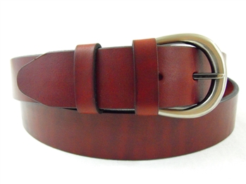 American made burgundy leather belt