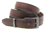 Made In USA Chestnut Oiled Latigo Leather Dress Belt Domed Buckle And Loop Set
