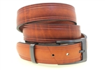 Made In USA Light Brown Oiled Latigo Leather Dress Belt Domed Buckle And Loop Set