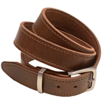 Made in USA Re-Tanned Olive Belt Decorative Stitching
