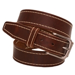 Made in USA Re-Tanned Walnut Belt Decorative Stitching