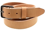 Made in USA Tan Harness Leather Belt Raw Burnished Edge
