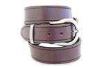 American Made Dark Brown Leather belt horseshoe buckle set
