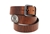 Made in USA hot dipped tan Harness leather belt with Don't Tread on Me Concho