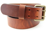 Made in USA Hot Dipped Tan Harness Leather Belt Double hole with an Old Brass Finish Roller Buckle
