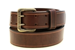 Made in USA Sunset Color Fast Brown Harness Leather Belt Double Hole Saddle Groove